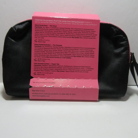 Laura Geller PINK Blush Eyeshadow & Lip Gloss Set with Cosmetic Makeup Bag - Picture 3 of 4